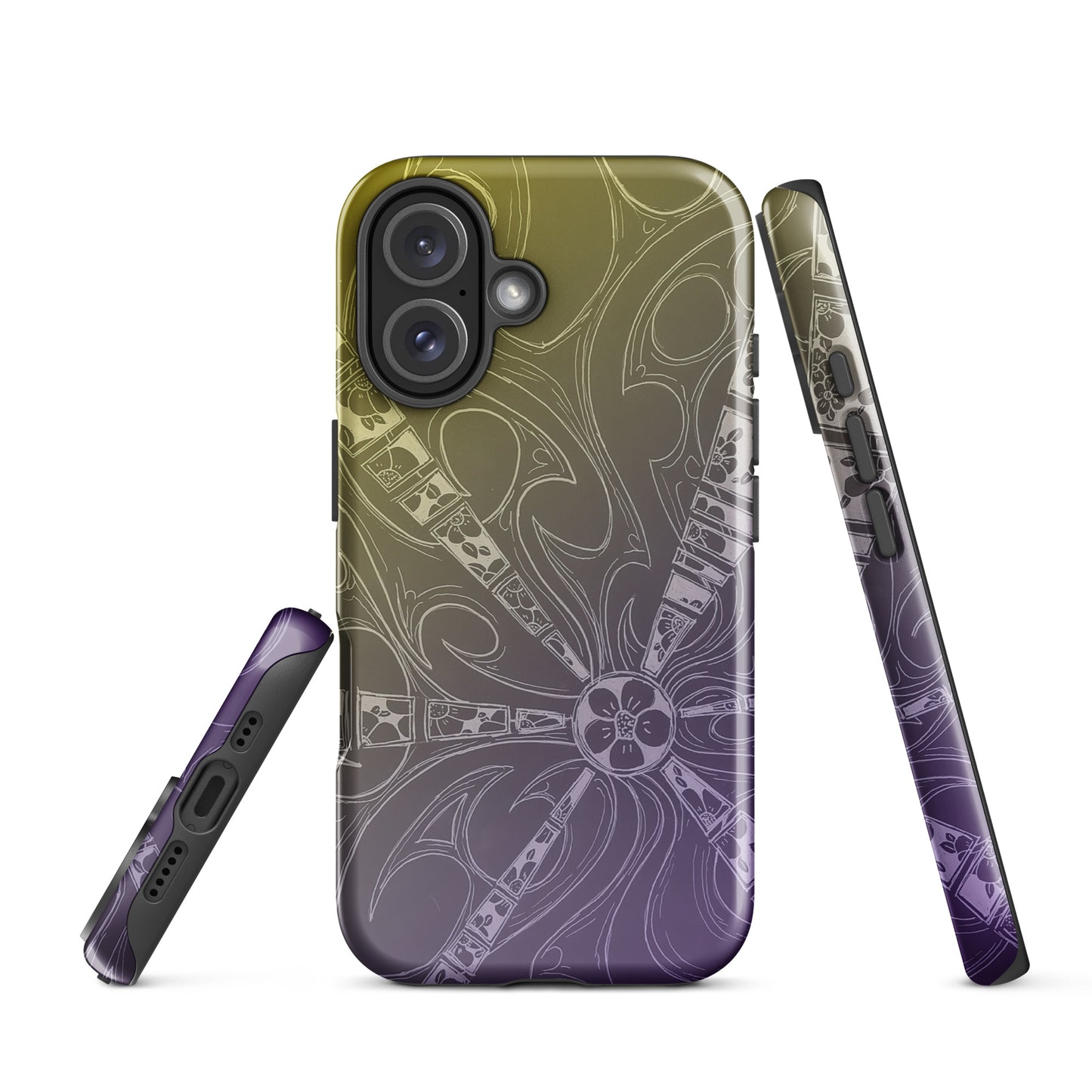 Flowers Purple and Gold Tough Case for iPhone®