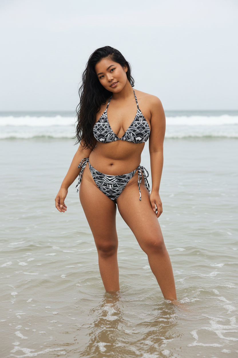 Inverted Sketch All-over print recycled string bikini