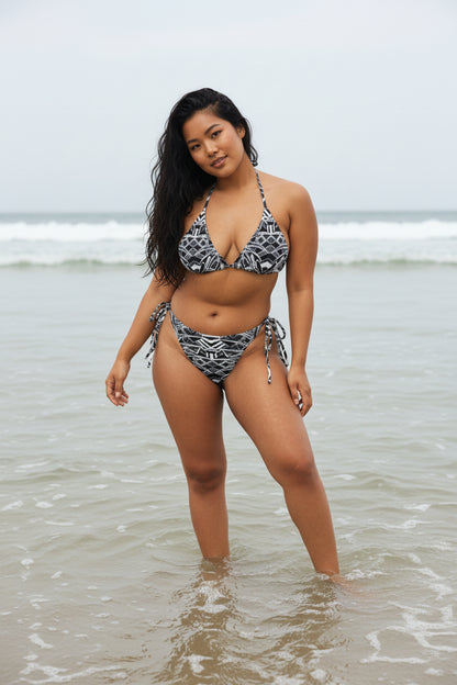 Inverted Sketch All-over print recycled string bikini