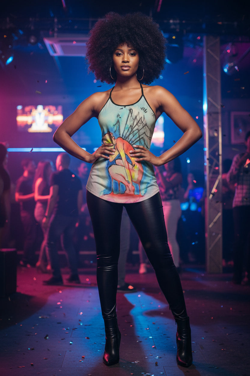 Pins and Needles All-Over Print Women's Criss-Cross Open Back Tank Top