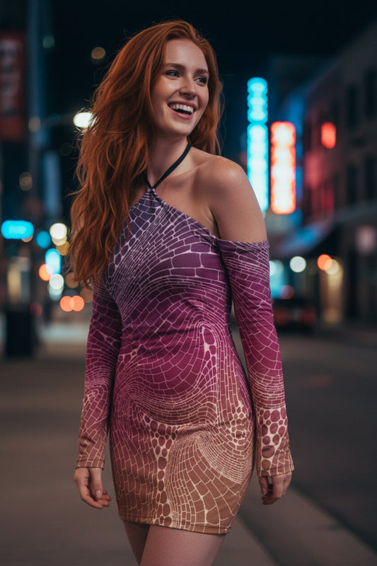 Signs of Life Sunset All-Over Print Women's Halter Lace-up Dress