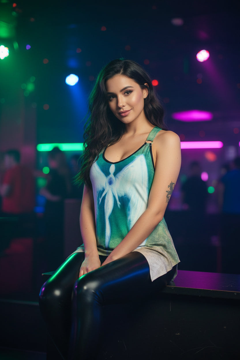 Lost Heart Inverted Women's Racing Tank Top With Irregular Hem