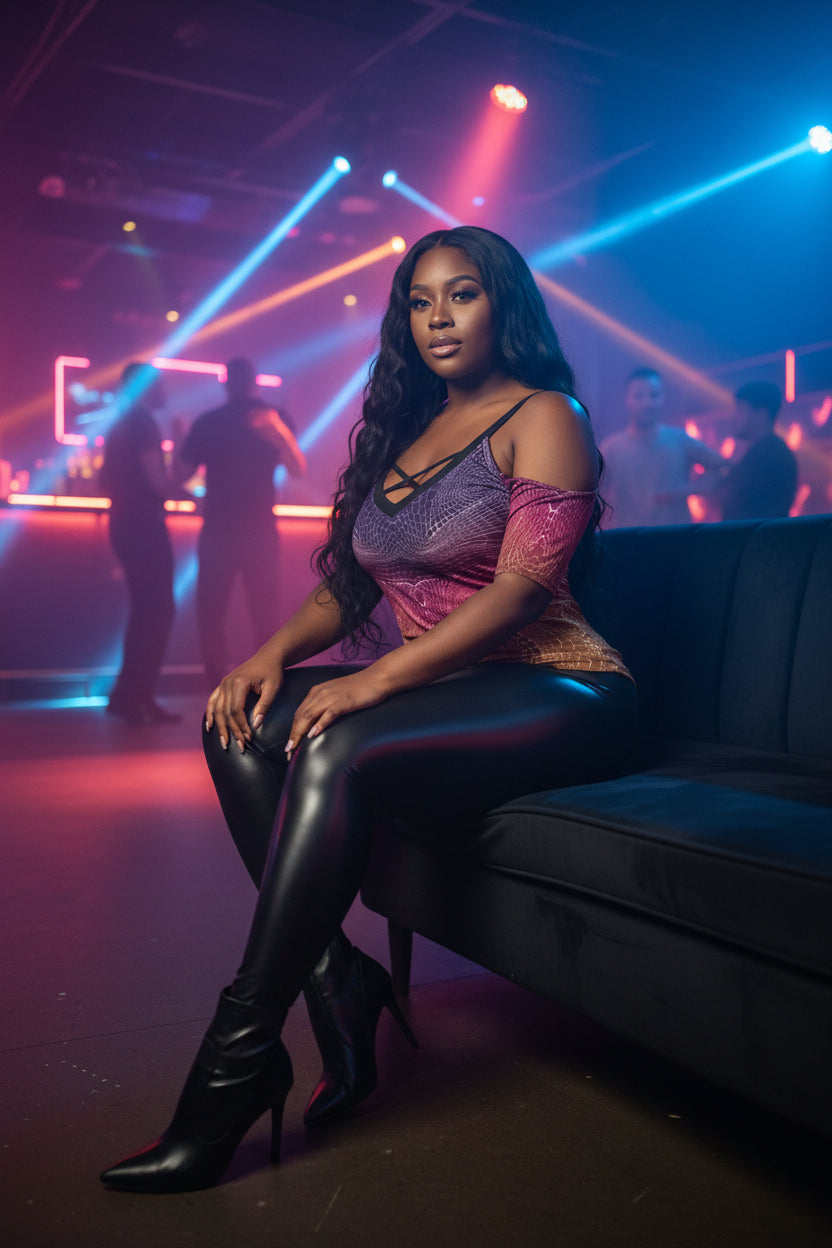 Signs of life Sunset All-Over Print Women's Cold Shoulder T-shirt With Criss Cross Strips