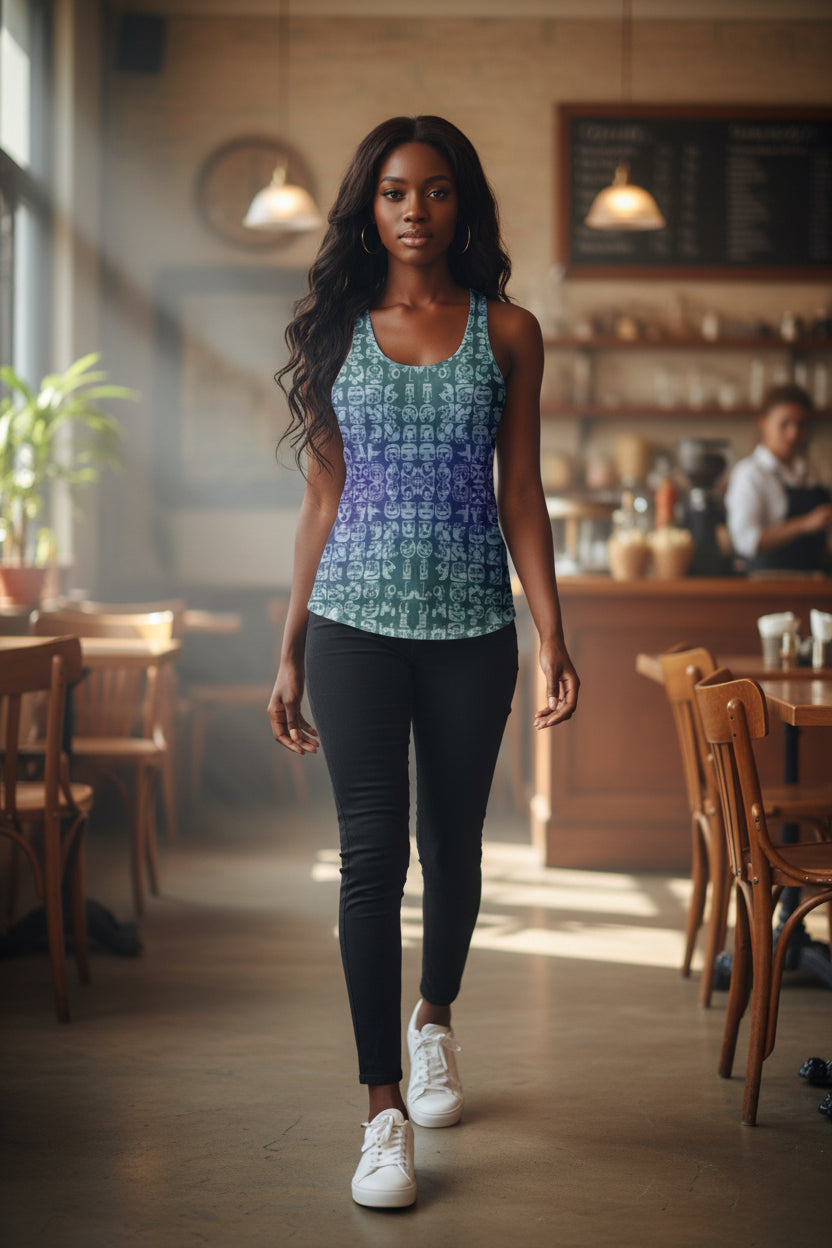 Faces Blueberry All-Over Print Women's Racer Vest | 190GSM Cotton