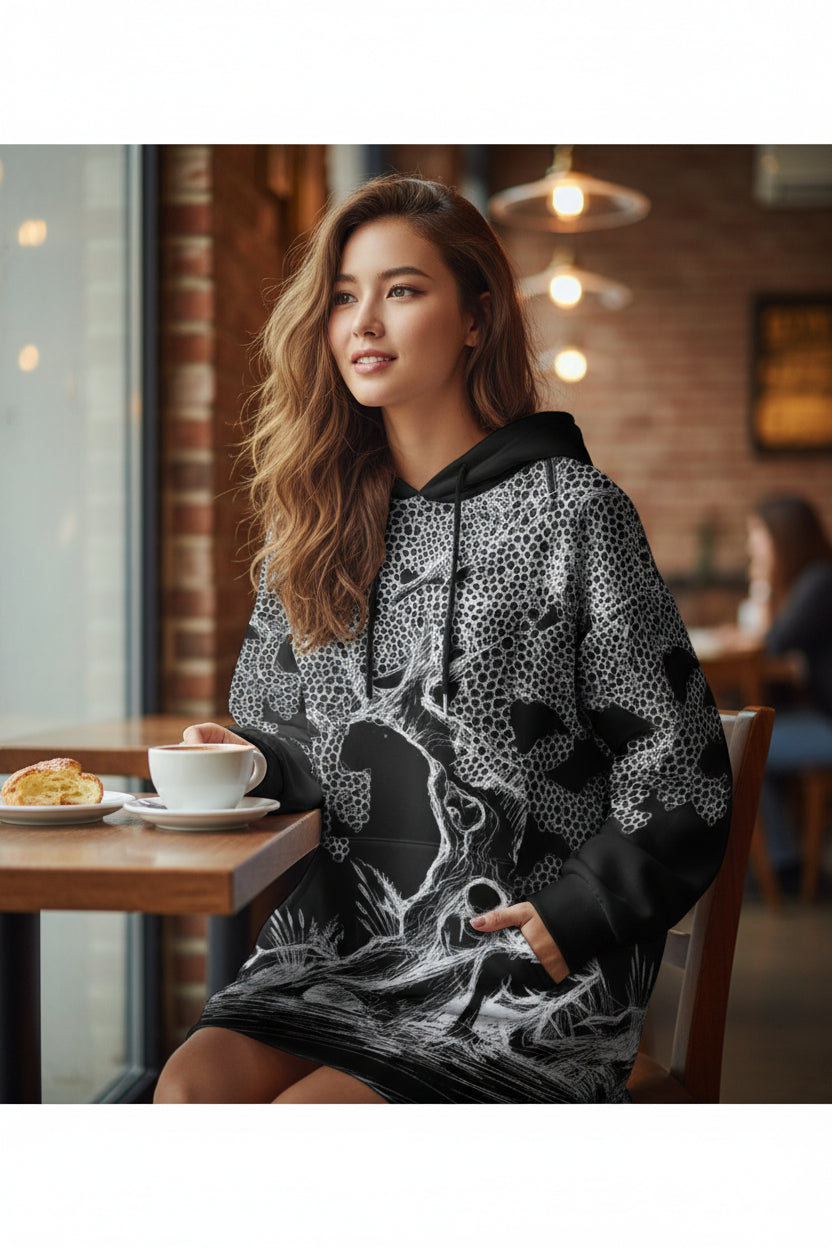 The Fallen Tree All-Over Print Women's Longline Hoodie Dress