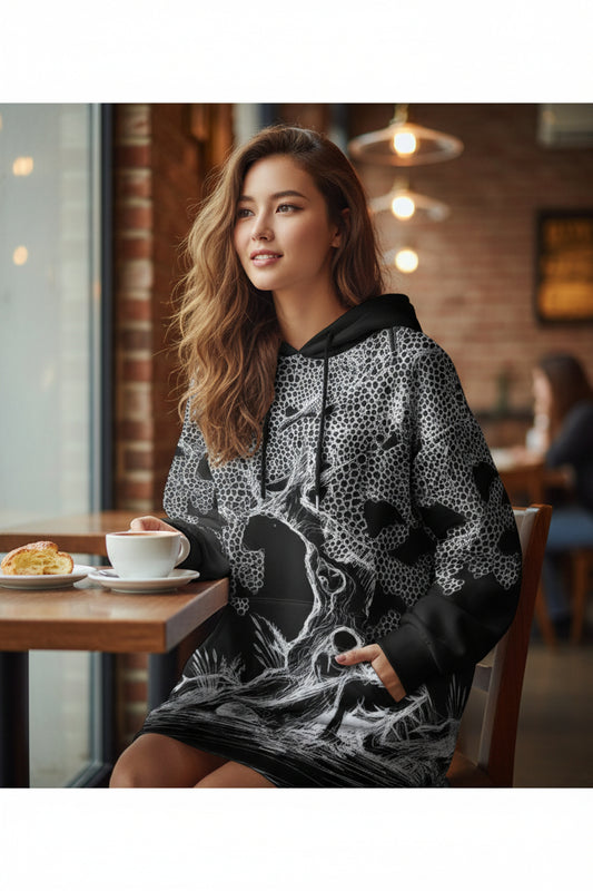 The Fallen Tree All-Over Print Women's Longline Hoodie Dress