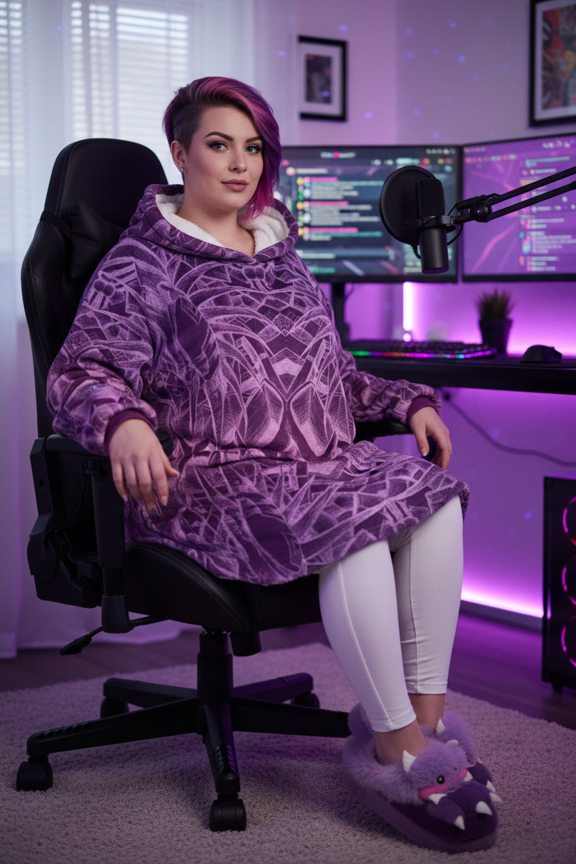 Sketch Orchid All-Over Print Women's Flannel Hoodie with Cat Ears