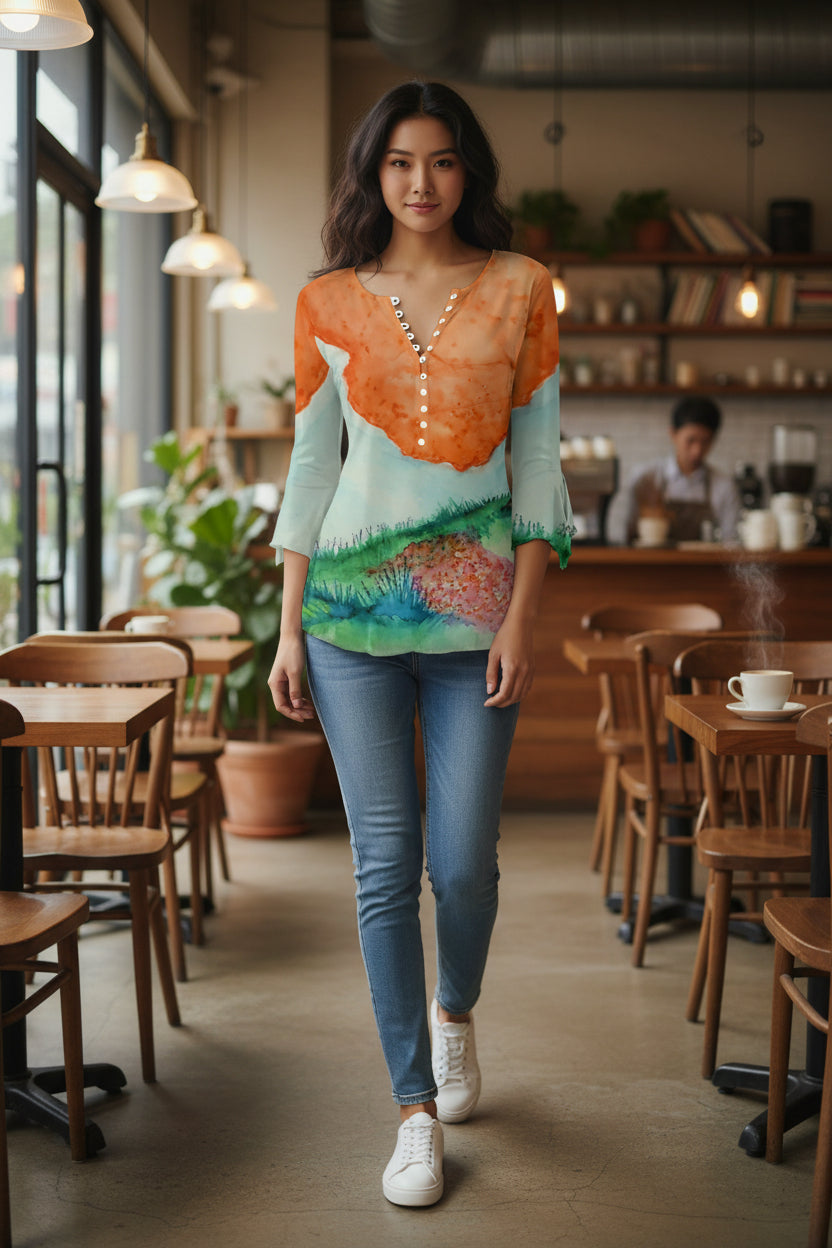 Circle of Fairies All-Over Print Women's T-shirt With 3/4 Sleeve