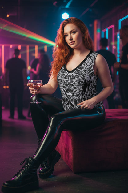 Sketch Inverted All-Over Print Women's Sleeveless V-Neck Tank Top