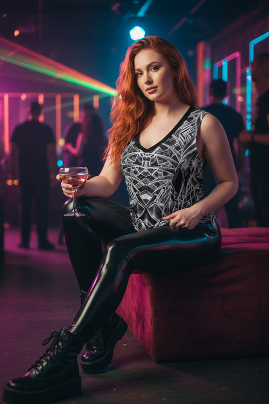 Sketch Inverted All-Over Print Women's Sleeveless V-Neck Tank Top