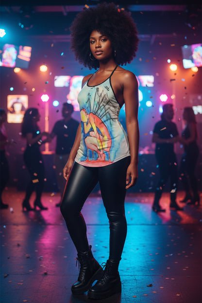 Pins and Needles All-Over Print Women's Criss-Cross Open Back Tank Top