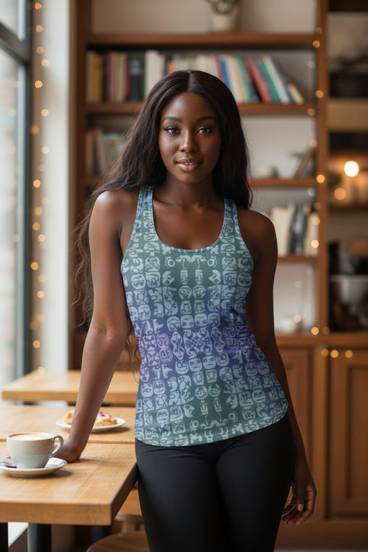 Faces Blueberry All-Over Print Women's Racer Vest | 190GSM Cotton