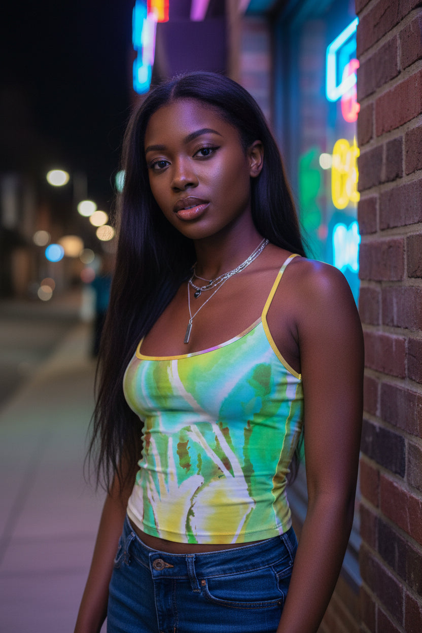 Heart Strings Inverted All-Over Print Women's Spaghetti Strap Tank Top