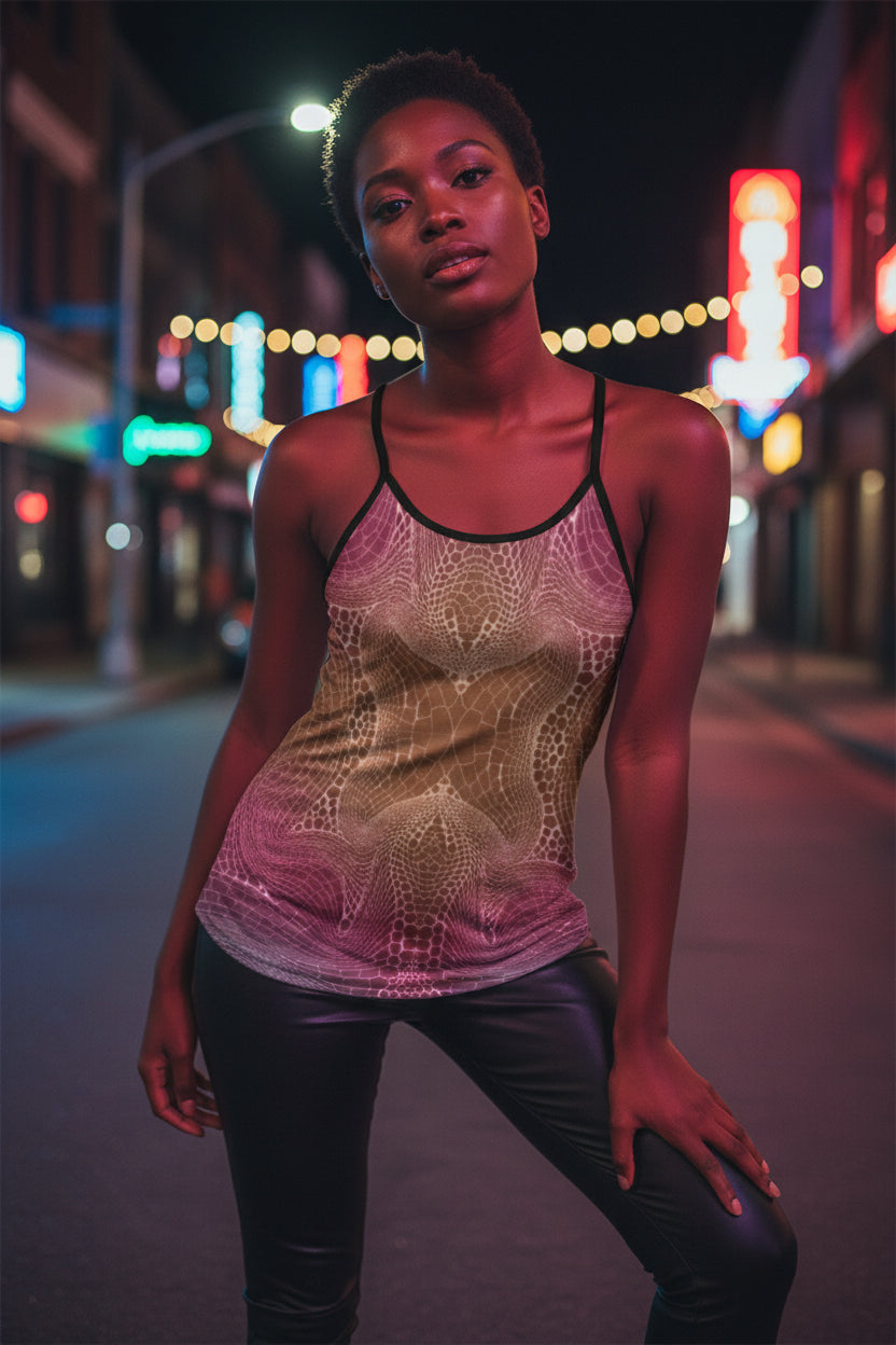 Signs of Life Sunset All-Over Print Women's Criss-Cross Open Back Tank Top