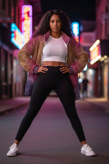 Signs of Life Sunset All-Over Print Unisex Borg Fleece Stand-up Collar Coat With Zipper Closure(Plus Size)