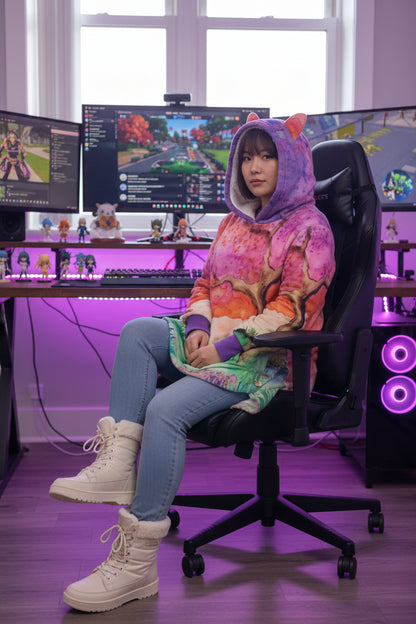 A New Dawn All-Over Print Women's Flannel Hoodie with Cat Ears