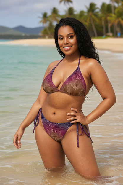 Signs of Life Sunset All-over print recycled string bikini