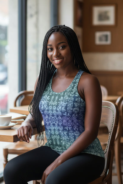 Faces Blueberry All-Over Print Women's Racer Vest | 190GSM Cotton