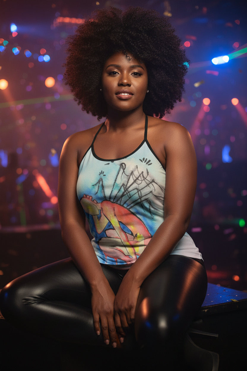 Pins and Needles All-Over Print Women's Criss-Cross Open Back Tank Top