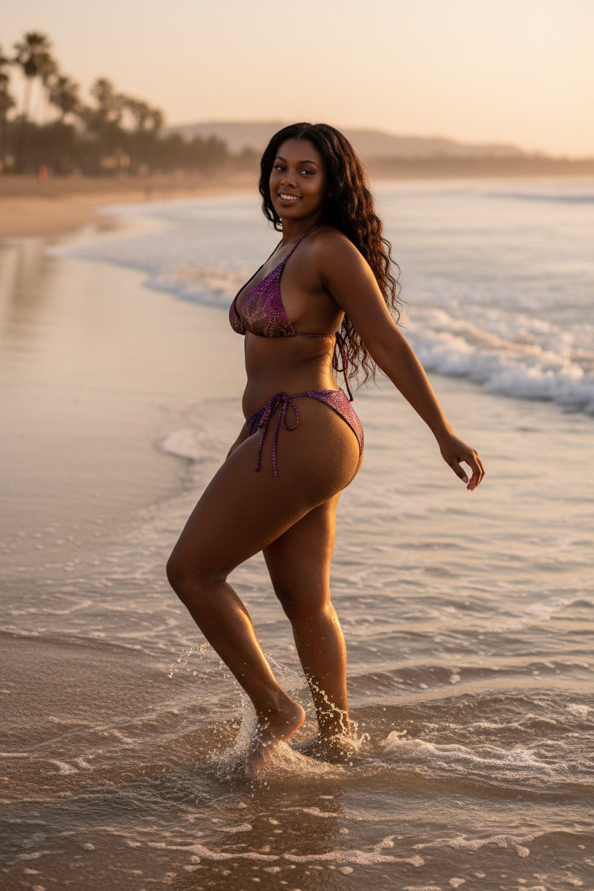 Signs of Life Sunset All-over print recycled string bikini