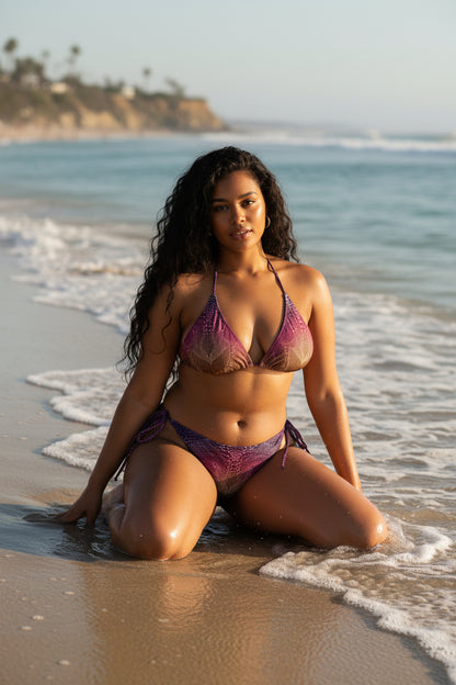 Signs of Life Sunset All-over print recycled string bikini