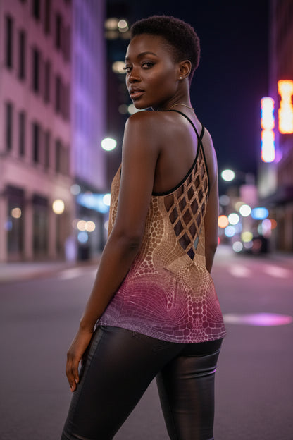 Signs of Life Sunset All-Over Print Women's Criss-Cross Open Back Tank Top