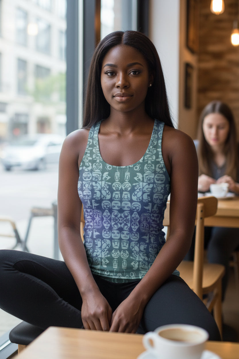 Faces Blueberry All-Over Print Women's Racer Vest | 190GSM Cotton