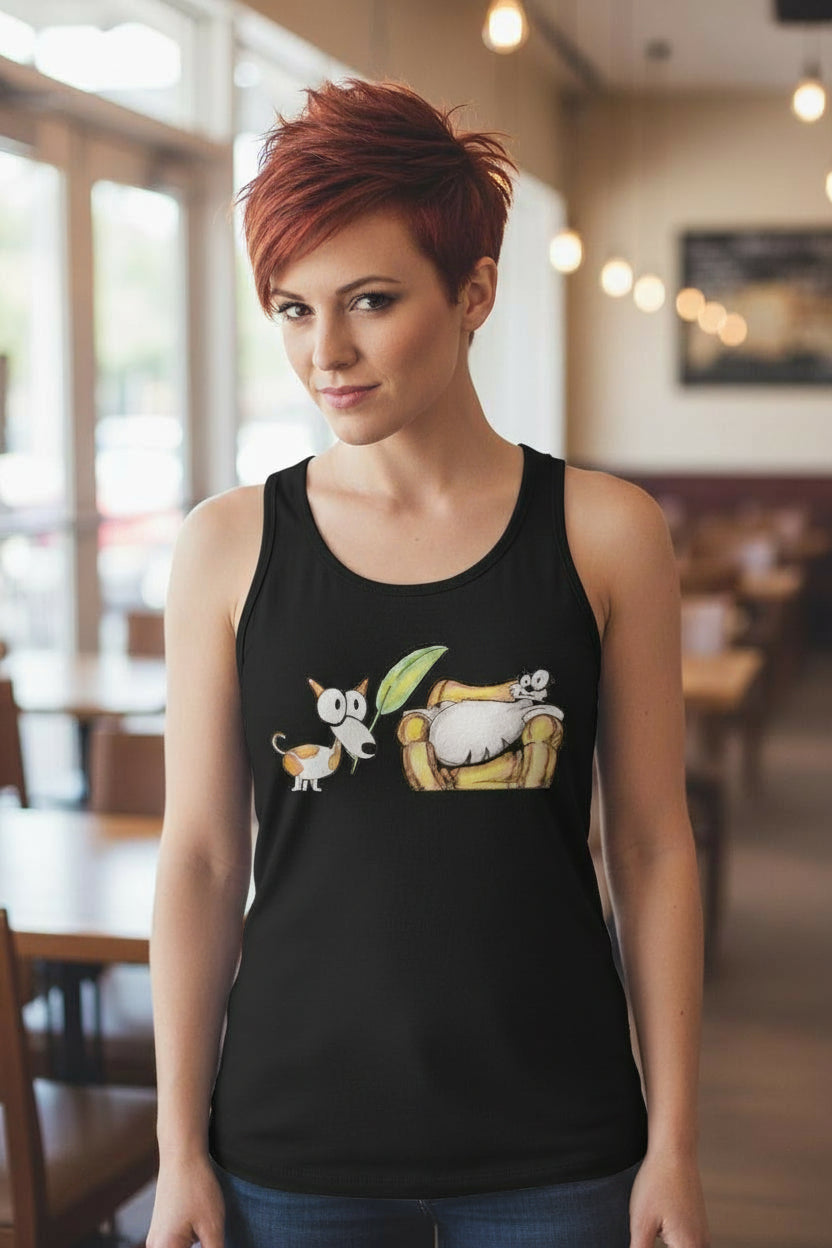 Pop's Critters Berta and Pete Women's Comfortable and Breathable Sports Tank Top For The USA|180GSM Front DTF