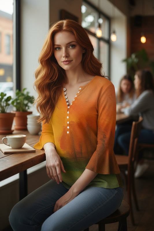 Autumn's Heart All-Over Print Women's T-shirt With 3/4 Sleeve