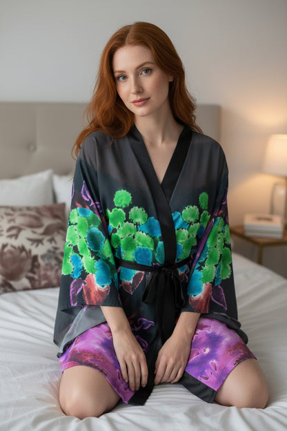 Morning Bloom Inverted Kimono Robe