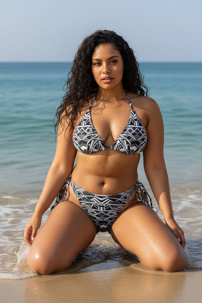 Inverted Sketch All-over print recycled string bikini