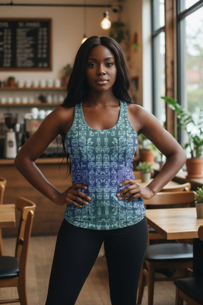 Faces Blueberry All-Over Print Women's Racer Vest | 190GSM Cotton