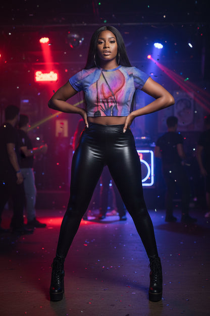 Heart Strings All-Over Print Women's Raglan Cropped T-shirt