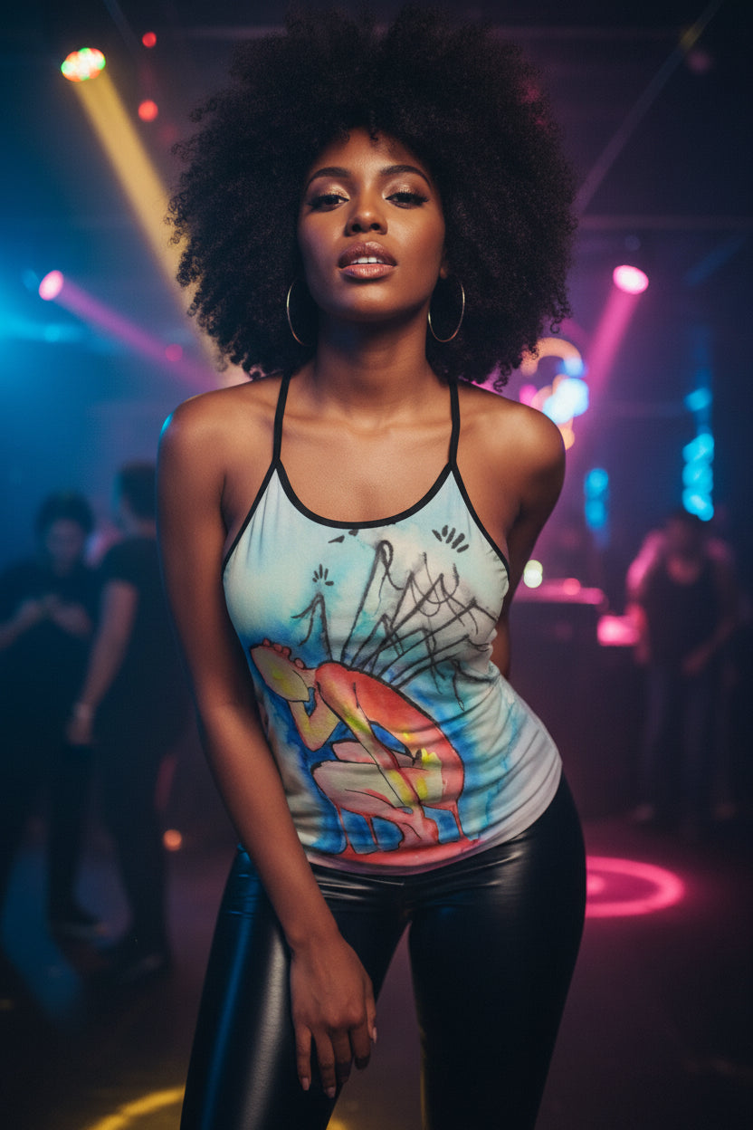 Pins and Needles All-Over Print Women's Criss-Cross Open Back Tank Top