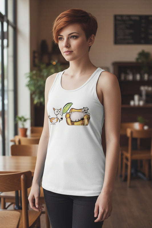 Pop's Critters Berta and Pete Women's Comfortable and Breathable Sports Tank Top For The USA|180GSM Front DTF