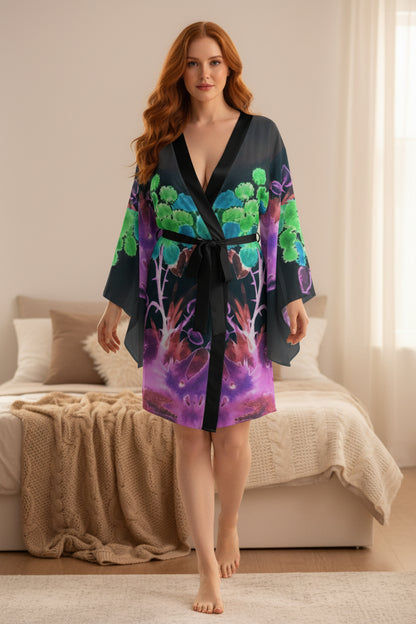Morning Bloom Inverted Kimono Robe