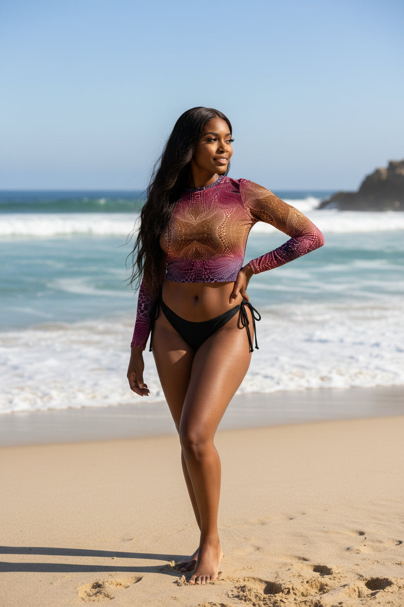 Signs of Life Sunset Recycled long-sleeve crop top