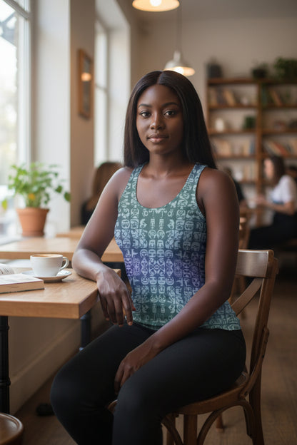 Faces Blueberry All-Over Print Women's Racer Vest | 190GSM Cotton