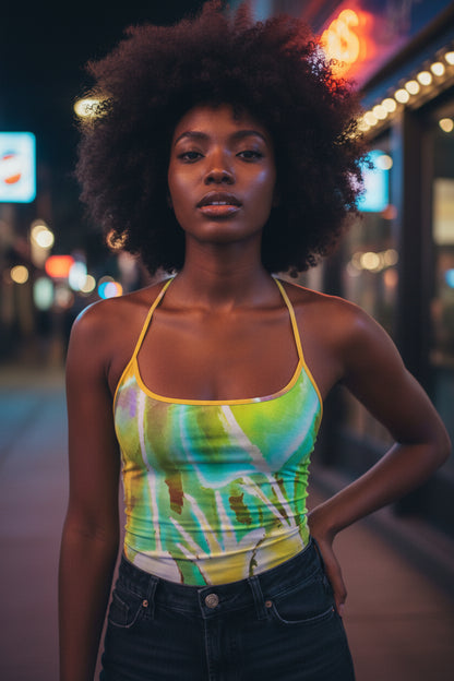 Heart Strings Inverted All-Over Print Women's Spaghetti Strap Tank Top