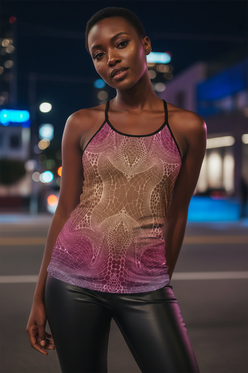 Signs of Life Sunset All-Over Print Women's Criss-Cross Open Back Tank Top