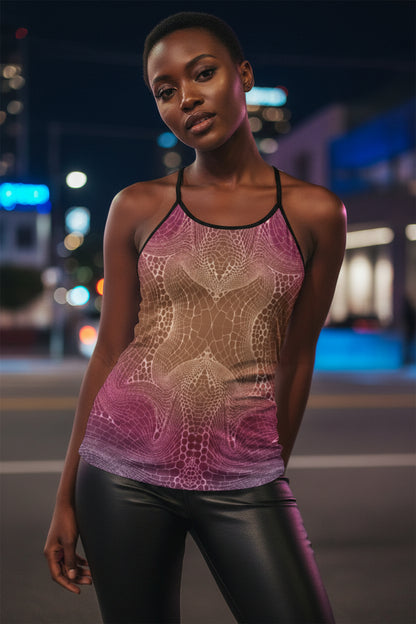 Signs of Life Sunset All-Over Print Women's Criss-Cross Open Back Tank Top