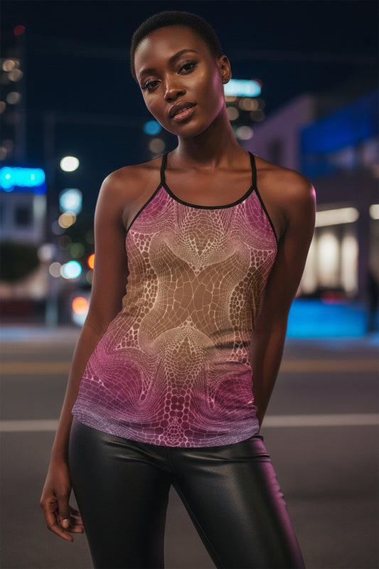 Signs of Life Sunset All-Over Print Women's Criss-Cross Open Back Tank Top