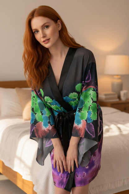 Morning Bloom Inverted Kimono Robe