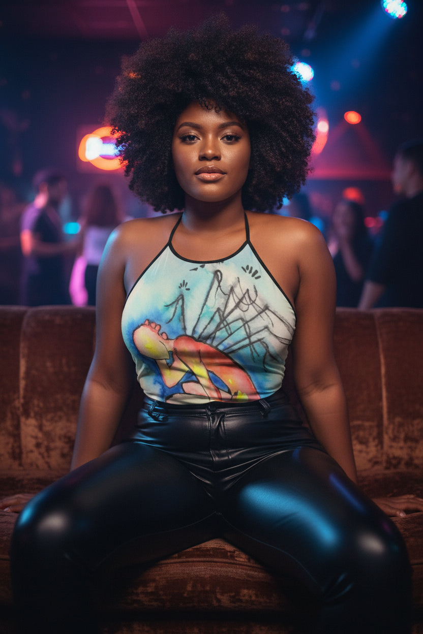 Pins and Needles All-Over Print Women's Criss-Cross Open Back Tank Top