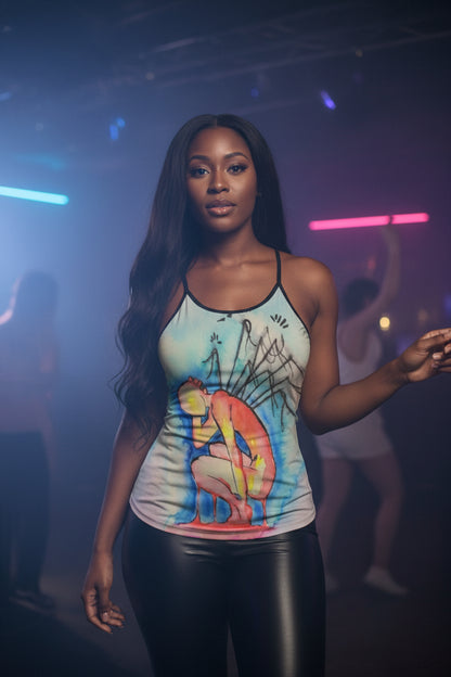 Pins and Needles All-Over Print Women's Criss-Cross Open Back Tank Top