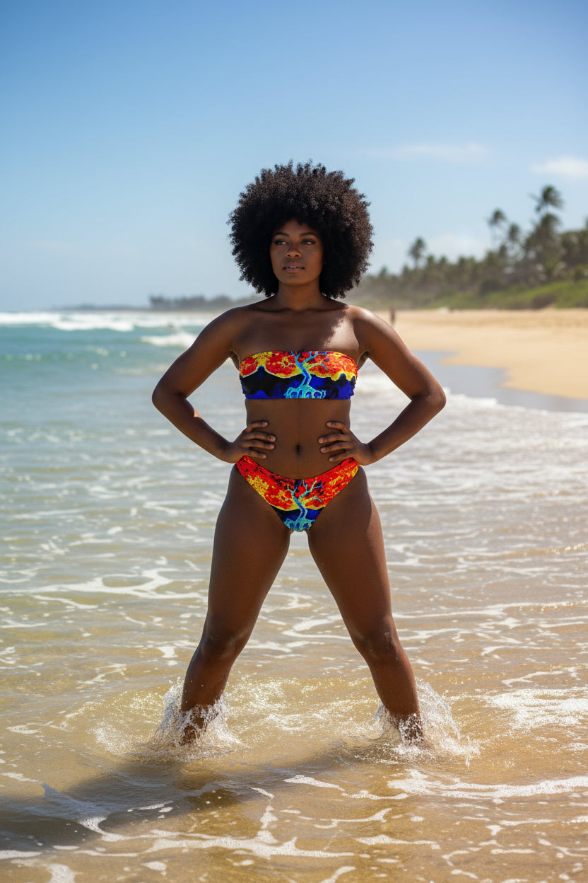 Fire and Ice Recycled bandeau bikini