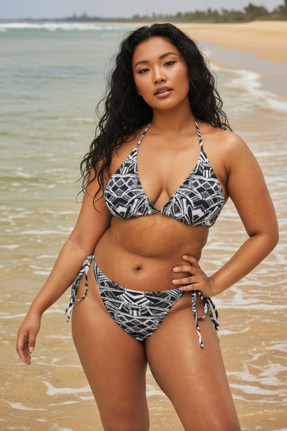 Inverted Sketch All-over print recycled string bikini