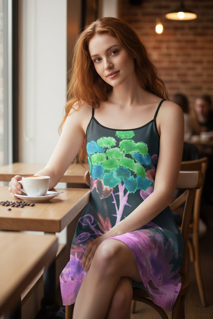 Morning Bloom Inverted All-Over Print Women's Double-Layer Mesh Dress