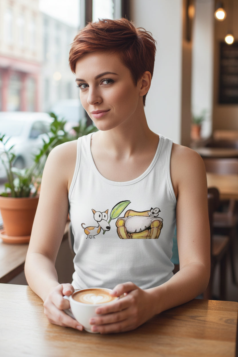 Pop's Critters Berta and Pete Women's Comfortable and Breathable Sports Tank Top For The USA|180GSM Front DTF