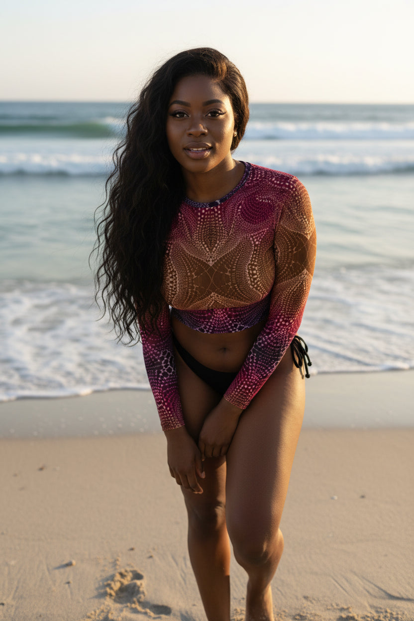 Signs of Life Sunset Recycled long-sleeve crop top